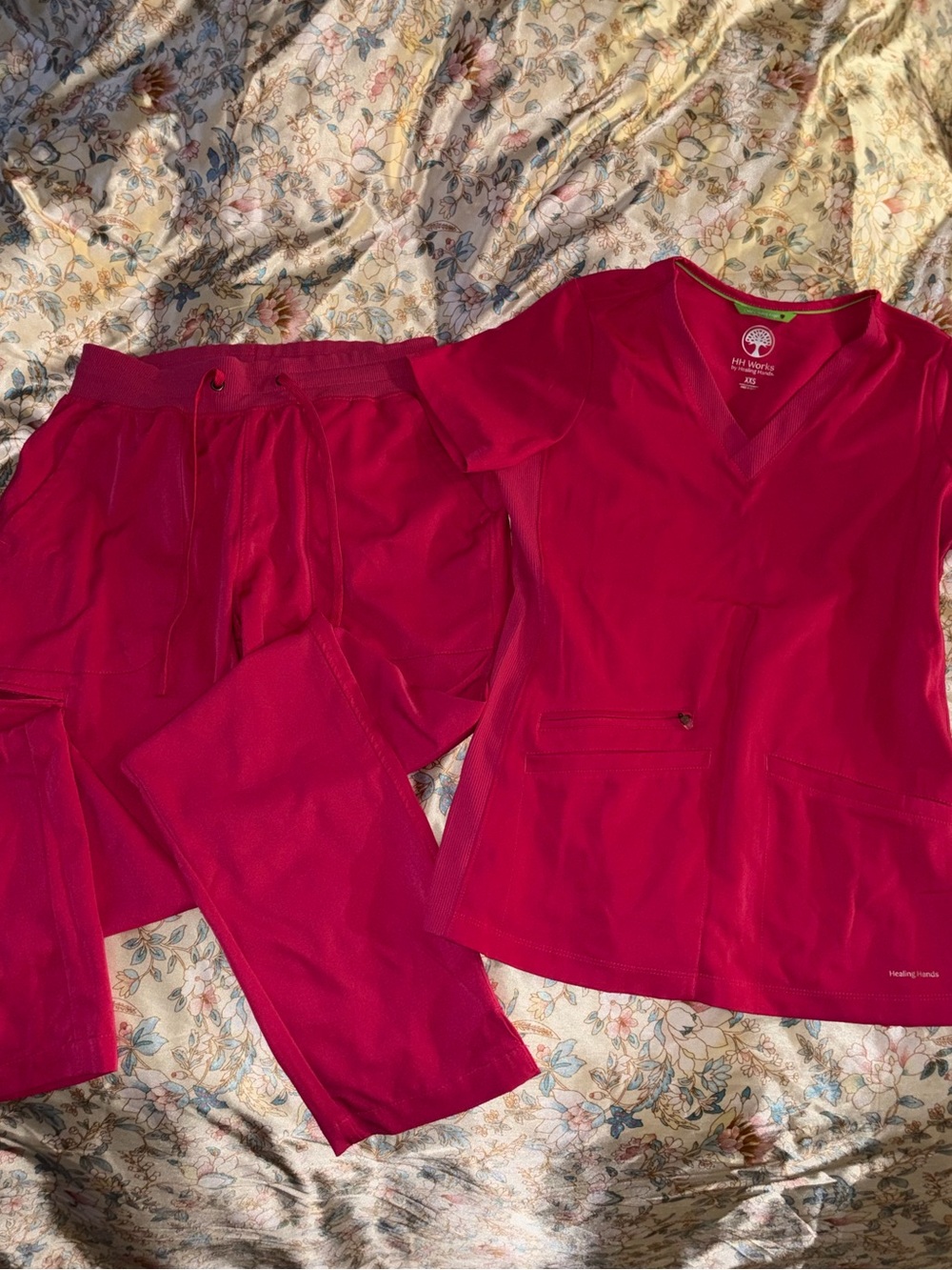 healing hands Fuchsia Women's Scrub Set